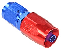 AN to AN Straight Max Flow Swivel Hose End [-4 AN Female to -4 AN Hose End, Blue/Red]