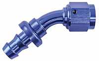 AN 45-Degree Push-Loc Hose End [-6 AN Female Swivel to Push-Loc Hose, Blue]
