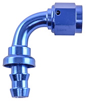 AN 90-Degree Push-Loc Hose End [-6 AN Female Swivel to Push-Loc Hose, Blue]