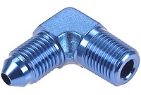 AN to NPT 90-Degree Adapter Fitting [-3 AN Male to 1/8 in. NPT Male, Blue]