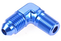 AN to NPT 90-Degree Adapter Fitting [-4 AN Male to 1/8 in. NPT Male, Blue]