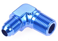 AN to NPT 90-Degree Adapter Fitting [-6 AN Male to 3/8 in. NPT Male, Blue]
