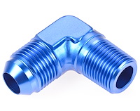 AN to NPT 90-Degree Adapter Fitting [-8 AN Male to 3/8 in. NPT Male, Blue]