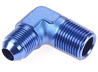 AN to NPT 90-Degree Adapter Fitting [-8 AN Male to 1/2 in. NPT Male, Blue]