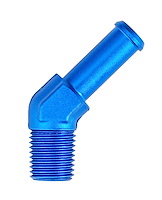 NPT to Hose Barb Fitting, 45-Degree [1/4 in. NPT Male to 3/8 in. I.D. Hose, Blue]