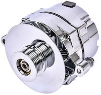 Ford 1-Wire Alternator, 100 amp Output with Serpentine Belt Pulley [Chrome Plated Finish]
