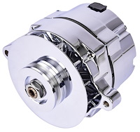 Ford 1-Wire Alternator, 100 amp Output with Single Groove V-Belt Pulley [Chrome Plated Finish]
