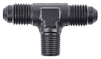 AN to NPT Tee Adapter Fitting [-4 AN Male to -4 AN Male on Run, 1/8 in. NPT Male Center Port, Black]