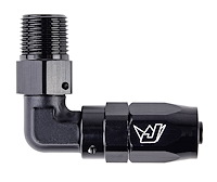 AN to NPT 90-Degree Max Flow Hose End Fitting [3/8 in. NPT Male to -6 AN Hose, Black]