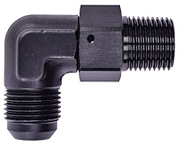 AN to NPT 90-Degree Max Flow Swivel Adapter Fitting [1/2 in. NPT Male to -10 AN Male, Black]