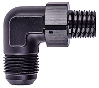 AN to NPT 90-Degree Max Flow Swivel Adapter Fitting [1/2 in. NPT Male to -12 AN Male, Black]