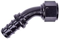 AN 45-Degree Push-Loc Hose End [-12 AN Female Swivel to Push-Loc Hose, Black]