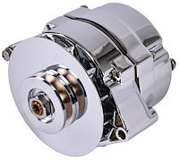 GM 1-Wire Alternator 140 Amp Output with V-Belt Pulley [Chrome Plated Finish]