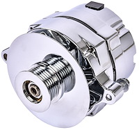 Ford 1-Wire Alternator, 140 amp Output with Serpentine Belt Pulley [Chrome Plated Finish]