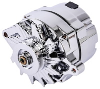 Ford 1-Wire Alternator, 140 amp Output with Single Groove V-Belt Pulley [Chrome Plated Finish]