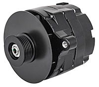 Ford 1-Wire Alternator [100 Amp, Serpentine Belt Pulley, Black Body, Pulley, Baffle, Fan]