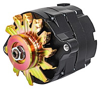 Ford 1-Wire Alternator [100 Amp, V-Belt Pulley, Black Body, Gold Pulley/Fan]