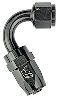 AN 120-Degree Max Flow Swivel Hose End [-8 AN Female to -8 AN Hose, Black]