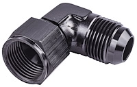 AN Female to AN Male 90-Degree Union [-12 AN Female Swivel End to -12 AN Male, Black]