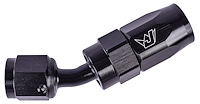 AN 45-Degree Max Flow Swivel Hose End [-4 AN Female to -4 AN Hose, Black]
