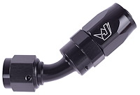AN 45-Degree Max Flow Swivel Hose End [-6 AN Female to -6 AN Hose, Black]