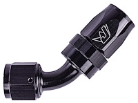 AN 45-Degree Max Flow Swivel Hose End [-8 AN Female to -8 AN Hose, Black]