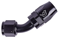 AN 45-Degree Max Flow Swivel Hose End [-10 AN Female to -10 AN Hose, Black]