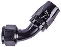 AN 45-Degree Max Flow Swivel Hose End [-16 AN Female to -16 AN Hose, Black]