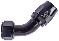 AN 45-Degree Max Flow Swivel Hose End [-20 AN Female to -20 AN Hose, Black]