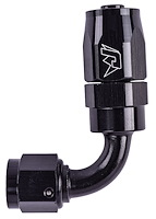 AN 90-Degree Max Flow Swivel Hose End [-6 AN Female to -6 AN Hose, Black]