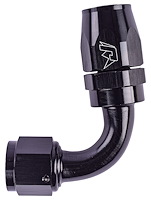 AN 90-Degree Max Flow Swivel Hose End [-10 AN Female to -10 AN Hose, Black]