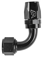 AN 90-Degree Max Flow Swivel Hose End [-12 AN Female to -12 AN Hose, Black]