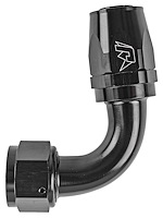 AN 90-Degree Max Flow Swivel Hose End [-16 AN Female to -16 AN Hose, Black]