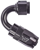 AN 150-Degree Max Flow Swivel Hose End [-6 AN Female to -6 AN Hose, Black]