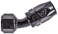 AN 30-Degree Max Flow Swivel Hose End [-12 AN Female to -12 AN Hose, Black]