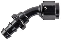 AN 45-Degree Push-Loc Hose End [-6 AN Female Swivel to Push-Loc Hose, Black]