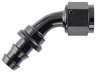 AN 45-Degree Push-Loc Hose End [-8 AN Female Swivel to Push-Loc Hose, Black]