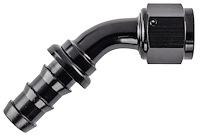 AN 45-Degree Push-Loc Hose End [-10 AN Female Swivel to Push-Loc Hose, Black]