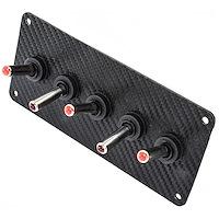 5-Toggle Panel with Red LED Switches Black Carbon Fiber Vinyl Finish