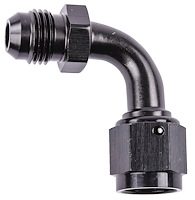 Black -6 AN Male to -6 AN Female Coupler [90 degree]