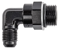 AN Port Adapter Fitting 90 degree -8 AN port (3/4 in.-16 Thread) to -6 AN hose