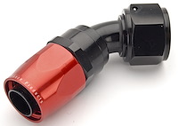 Red/Black 45° Max Flow Swivel Hose End -12AN