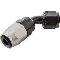 45-Degree HD AN Hose End Fitting [-8 AN Female Swivel, Black/Silver]