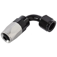 90-Degree HD AN Hose End Fitting [-6 AN Female Swivel, Black/Silver]