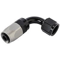 90-Degree HD AN Hose End Fitting [-8 AN Female Swivel, Black/Silver]