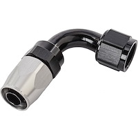 90-Degree HD AN Hose End Fitting [-10 AN Female Swivel, Black/Silver]