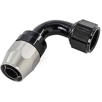90-Degree HD AN Hose End Fitting [-12 AN Female Swivel, Black/Silver]