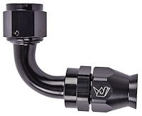 AN 90-Degree PTFE Hose End Fitting [-10 AN Female to -10 AN PTFE Hose, Black Anodized Aluminum]