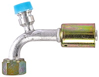 Air Conditioning Hose End [-8 AN 90 Degree Beadlock with 134a Service Port]