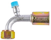 Air Conditioning Hose End [-10 AN 90 Degree Beadlock with 134a Service Port]